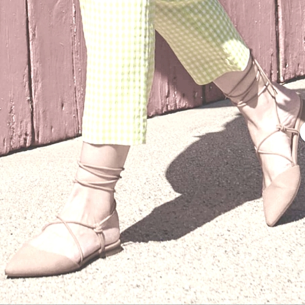 NIB Call It Spring Jenni Lace Up Cream Flats Shoes 8